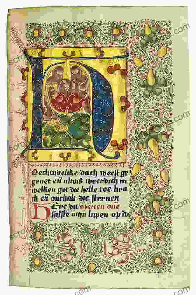 An Illuminated Page From A Medieval Manuscript, Featuring Intricate Calligraphy And Colorful Illustrations. Featherweight 221: The Perfect Portable And Its Stitches Across History