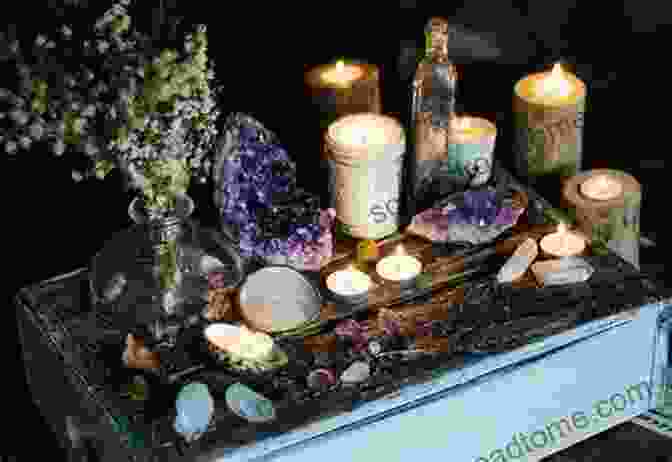 Red Candles, Crystals, And An Altar With The Words 'Red Magic' Inscribed The Of Shadows: Red White And Black Magic Spells Beginner Witchcraft Spellbook Of Rituals